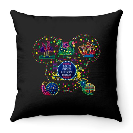 Main Street Electrical Parade Throw Pillows, Disney Family Vacation Throw Pillows