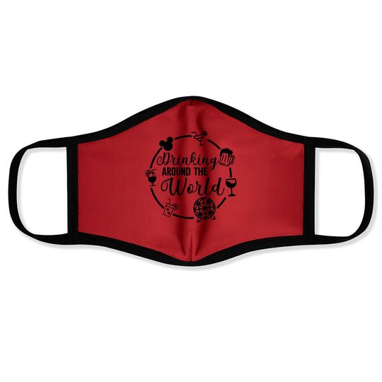 Drinking around the world Racerback Tank Top, Drinking around the world Face Masks, Disney inspired Face Masks, Drinking disney Face Masks