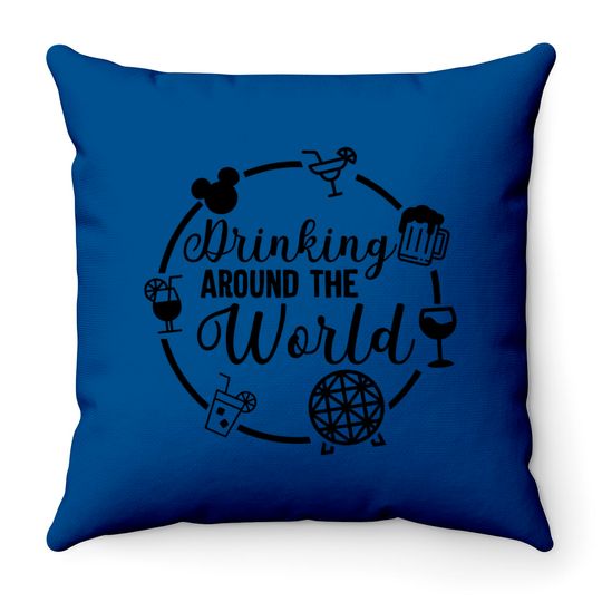 Drinking around the world Racerback Tank Top, Drinking around the world Throw Pillows, Disney inspired Throw Pillows, Drinking disney Throw Pillows