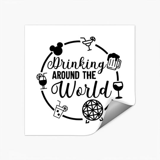 Drinking around the world Racerback Tank Top, Drinking around the world Stickers, Disney inspired Stickers, Drinking disney Stickers