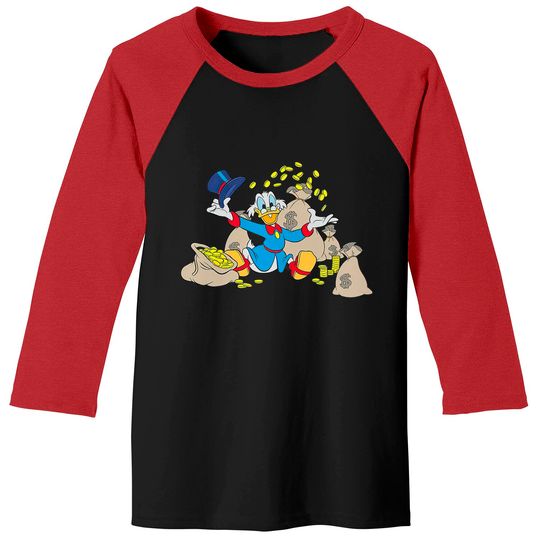 Disney Ducktales Scrooge McDuck Coins Baseball Tees