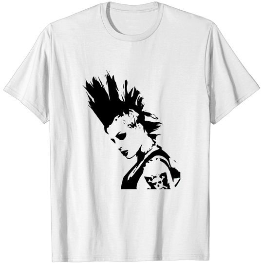 Discover Banksy Stencil Art Graffiti - Punk Rock Girl - T-Shirt