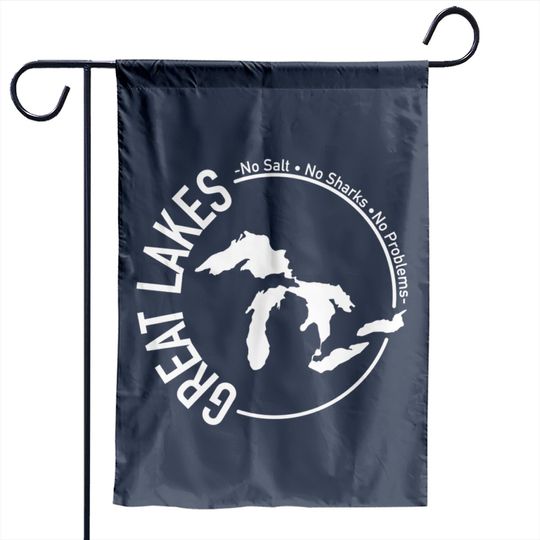 No Salt No Sharks No Problems Great Lakes Round - No Salt No Sharks - Garden Flags