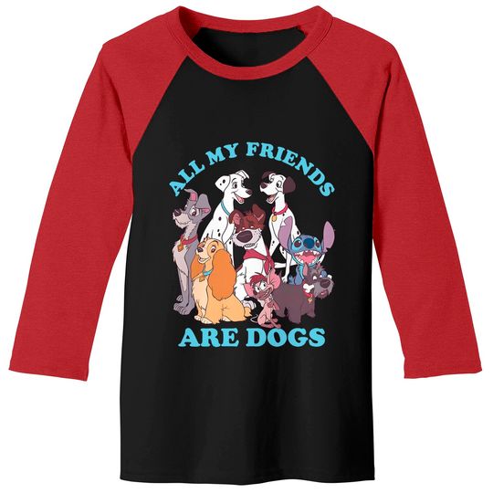Disney Women's Classic Multi Franchise Dog Friends Baseball Tees