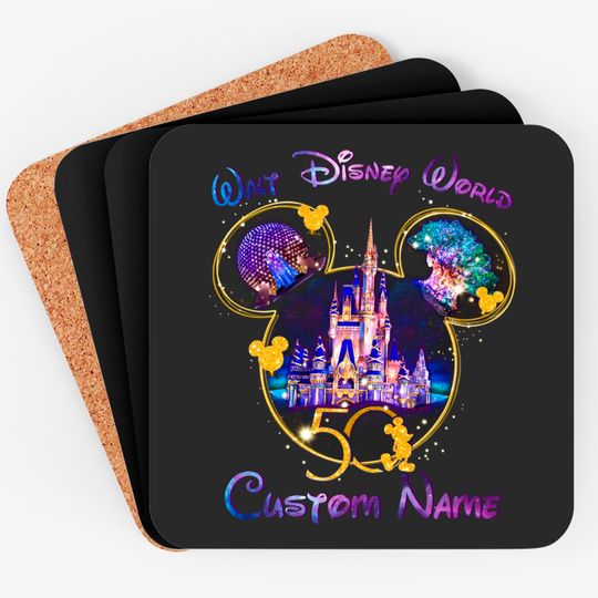 Personalized Disney 50th Anniversary Family Trip Matching Coaster, Disney Trip 2022 Coasters