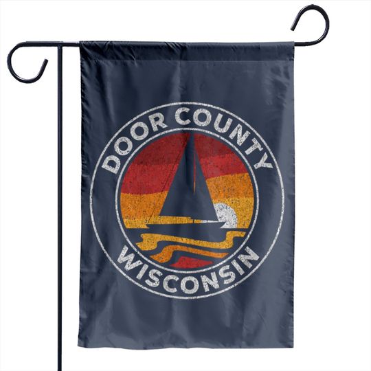Door County Wisconsin Vintage Sailboat 70S Retro S Garden Flags