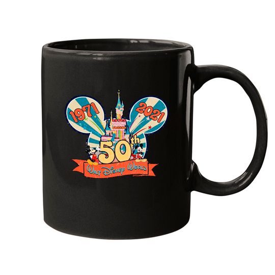 Discover Vintage Disney World 50th Anniversary, WDW Disney 50 Magical Years Mugs