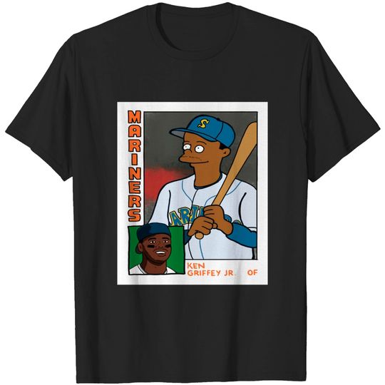 Ken Griffey Jr. Simpsons Parody Baseball Card Tee T-Shirt