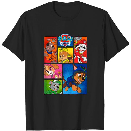 Kids Paw Patrol Pups in Comic Boxes T-Shirt T-Shirts