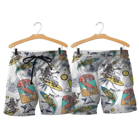 Skeleton Surfing Hawaiian Shirt