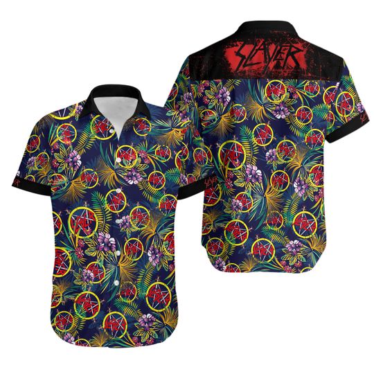 Discover Slayer Hawaiian Shirt, Slayer Band Button Up Unisex Shirt