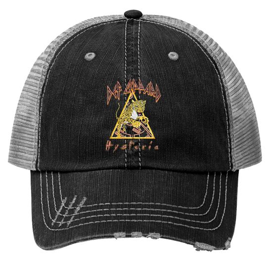Def Leppard Trucker Hats, Hysteria Album Pouncing Leopard Art Trucker Hat