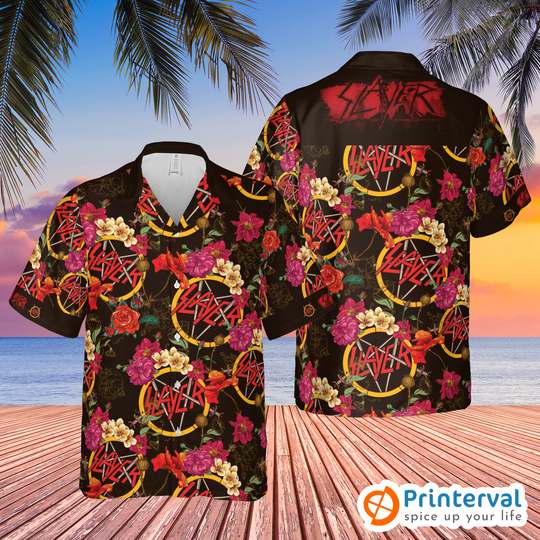 Slayer Hawaiian Shirt, Slayer Band Button Up Unisex Shirt