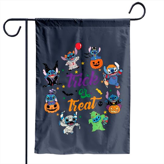 Halloween Stitch Trick Or Treat Garden Flags, Disney Halloween Garden Flag