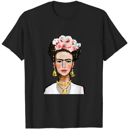 Frida Kahlo Gold Earrings Museum Art T Shirt