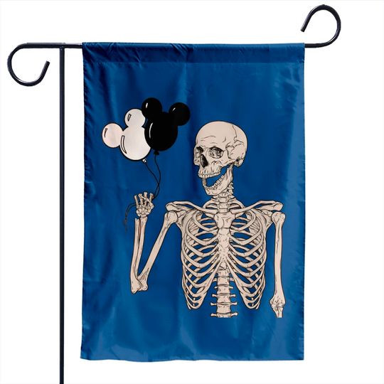 Skeleton Garden Flags, Mickey Balloon Garden Flags, Disney Trip Garden Flags