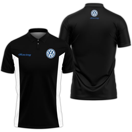 VOLKSWAGEN Racing VW Sport Polo Shirt Polo with buttons Handmade tee Print race auto moto