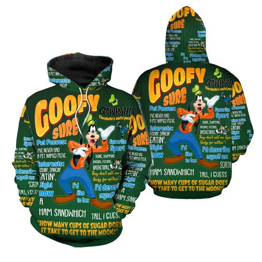Goofy Dog Punk Words Pattern | Disney 3D Hoodie