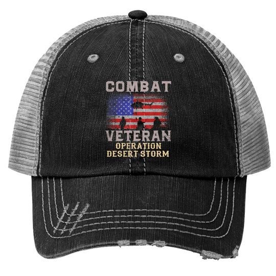 Combat Veteran Operation Desert Storm Military Trucker Hats
