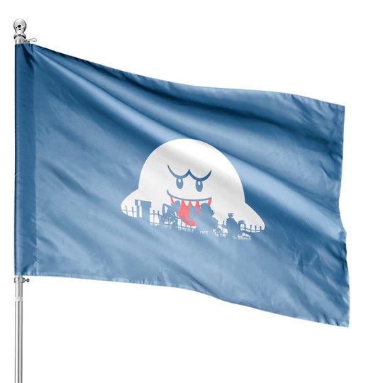 Super Mario Boo Trick Or Treat Halloween Silhouette House Flags