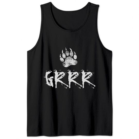 Gay Bear Pride distressed Bear Paw GRRR Sleeveless Tank Tops