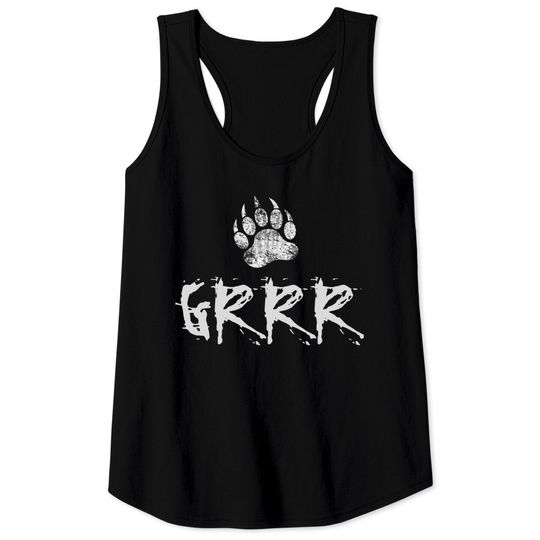 Gay Bear Pride distressed Bear Paw GRRR Sleeveless Tank Tops