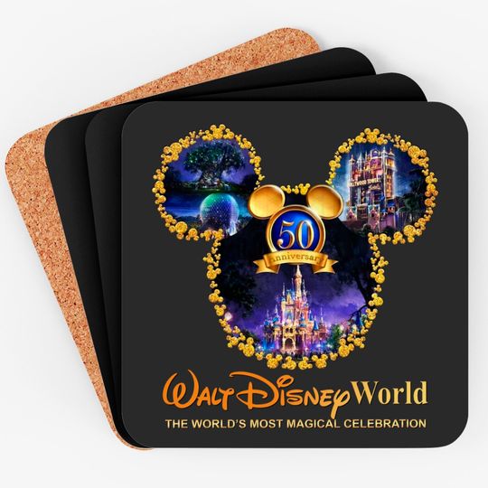 Disney Walt Magic World 50th Anniversary Coasters