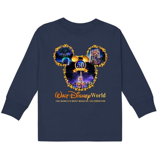 Disney Walt Magic World 50th Anniversary Kids Long Sleeve T-Shirts