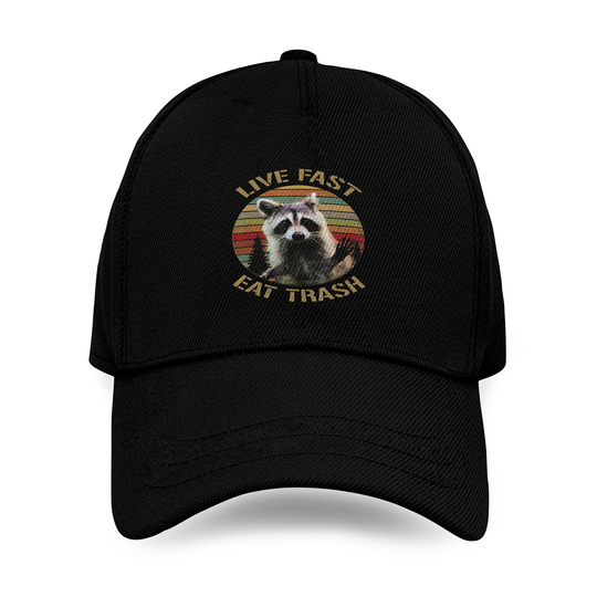 Live Fast Eat Trash Racoon Baseball Cap