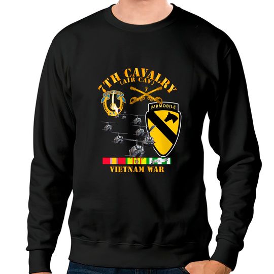 7th Cavalry (Air Cav) - 1st Cav Division w SVC - Air Assault - Sweatshirts