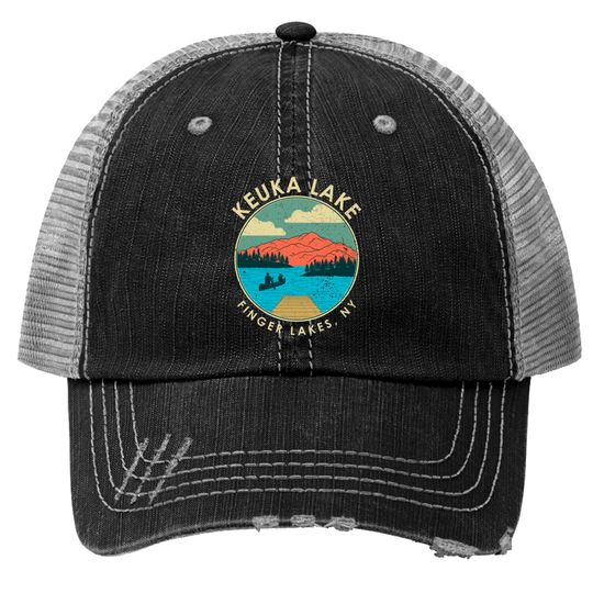 Discover Finger Lakes NY New York Keuka Lake design Trucker Hats