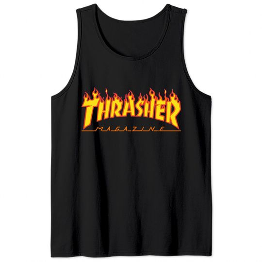 Vintage 2000s Thrasher Magazine Flames White Tank Tops