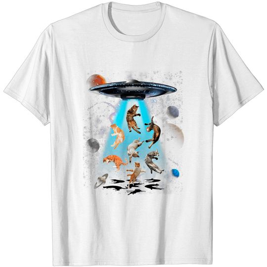 Discover Galaxy Cat UFO Funny Cat Cat Graphic T-Shirt