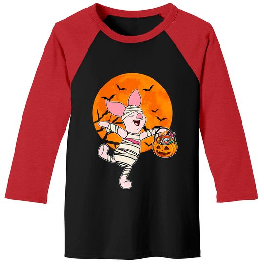 Disney Piglet Mummy Pumpkin Winnie the Pooh Halloween Baseball Tees