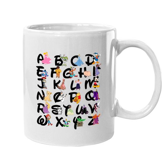 Discover Disney Alphabet Characters Mugs, Disney Characters, Disney Teacher Mugs
