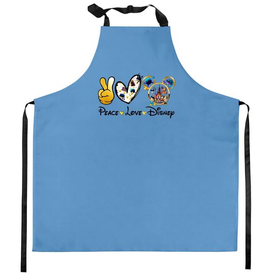 Peace Love Disney Kitchen Aprons, Mickey Disney Kitchen Apron,