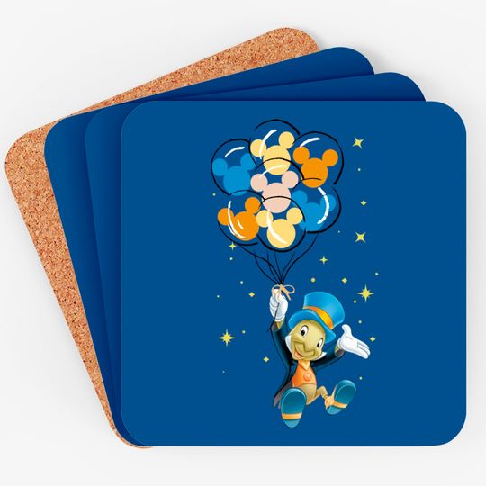 Jiminy Cricket Coasters, Cricket Talking, Disney Cricket Coasters, Mickey Balloon Coasters