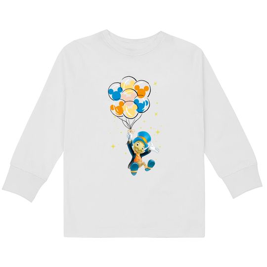 Jiminy Cricket Kids Long Sleeve T-Shirts, Cricket Talking, Disney Cricket Kids Long Sleeve T-Shirts, Mickey Balloon Kids Long Sleeve T-Shirts