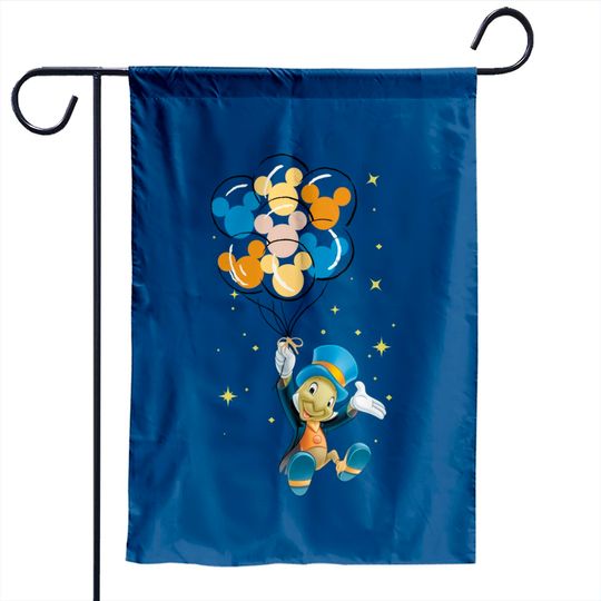 Jiminy Cricket Garden Flags, Cricket Talking, Disney Cricket Garden Flags, Mickey Balloon Garden Flags