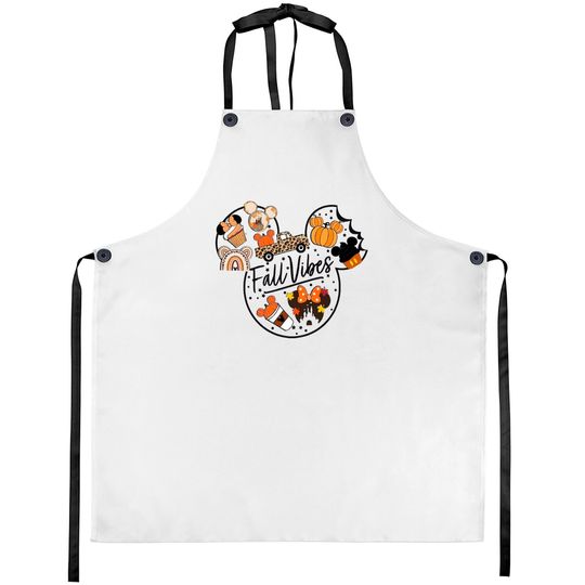 Cute Fall Disney Mickey Aprons, Fall Vibes Aprons, Fall Disney Vacation, Disney Halloween, Disney Fall Aprons,Matching Family Aprons,Disney Gift