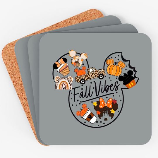 Cute Fall Disney Mickey Coasters, Fall Vibes Coasters, Fall Disney Vacation, Disney Halloween, Disney Fall Coasters,Matching Family Coasters,Disney Gift
