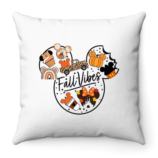 Cute Fall Disney Mickey Throw Pillows, Fall Vibes Throw Pillows, Fall Disney Vacation, Disney Halloween, Disney Fall Throw Pillows,Matching Family Throw Pillows,Disney Gift