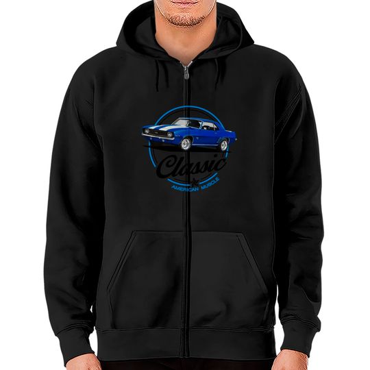 classic american muscle Blue Camaro Zip Hoodies