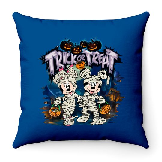 Disney Mummy Mickey Mouse and Minnie Mouse Halloween Couple Throw Pillows