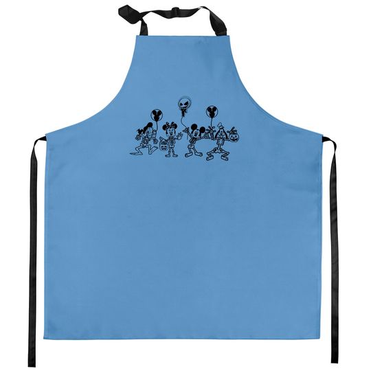 Disney Skeleton Halloween Kitchen Aprons, Mickey and Friends Balloon