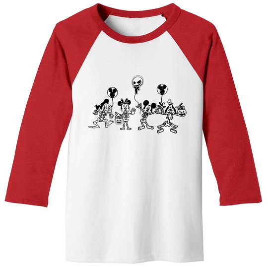 Disney Skeleton Halloween Baseball Tees, Mickey and Friends Balloon