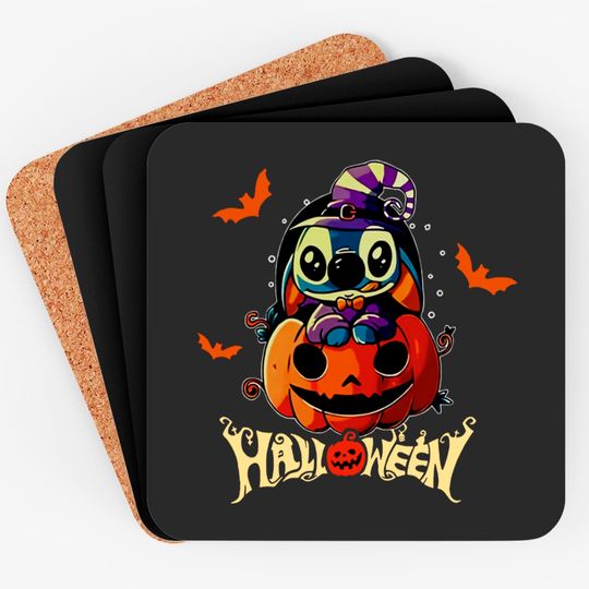 Disney Stitch Halloween Pumpkin Matching Coasters