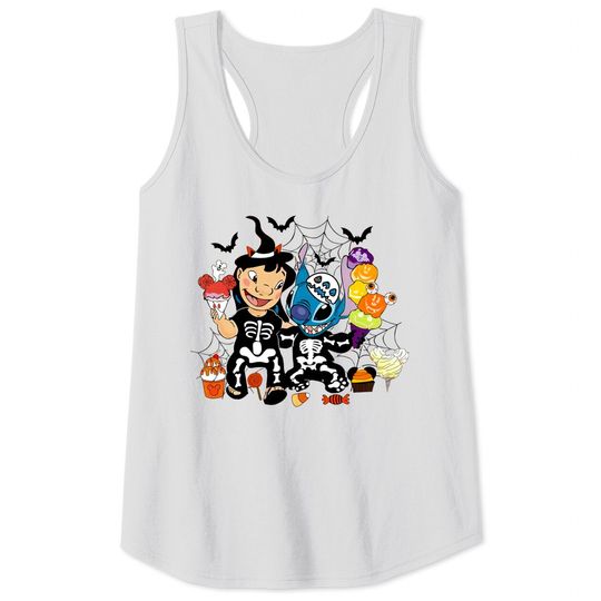 Discover Lilo & Stitch Halloween Tank Tops, Disney Stitch Skeleton Tank Tops
