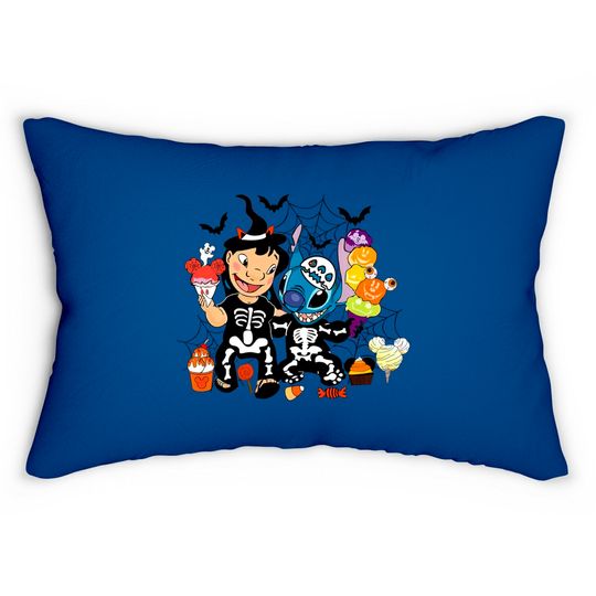 Lilo & Stitch Halloween Lumbar Pillows, Disney Stitch Skeleton Lumbar Pillows