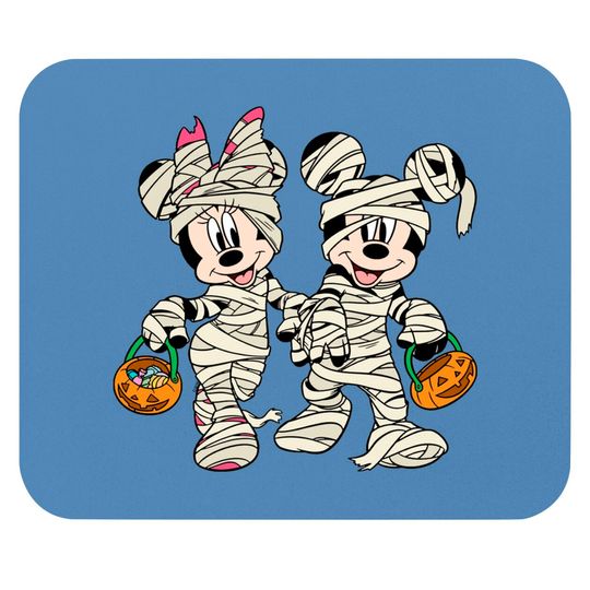 Mickey Mouse And Minnie Mouse Mummy Halloween Pumpkin Disney Unisex Gift Mouse Pads